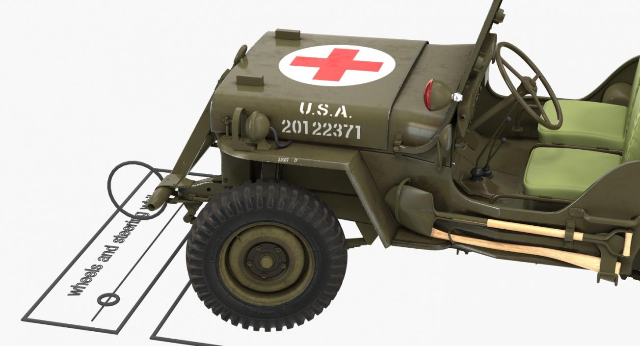 US Army Jeep Willys MB Ambulance Rigged 3D model