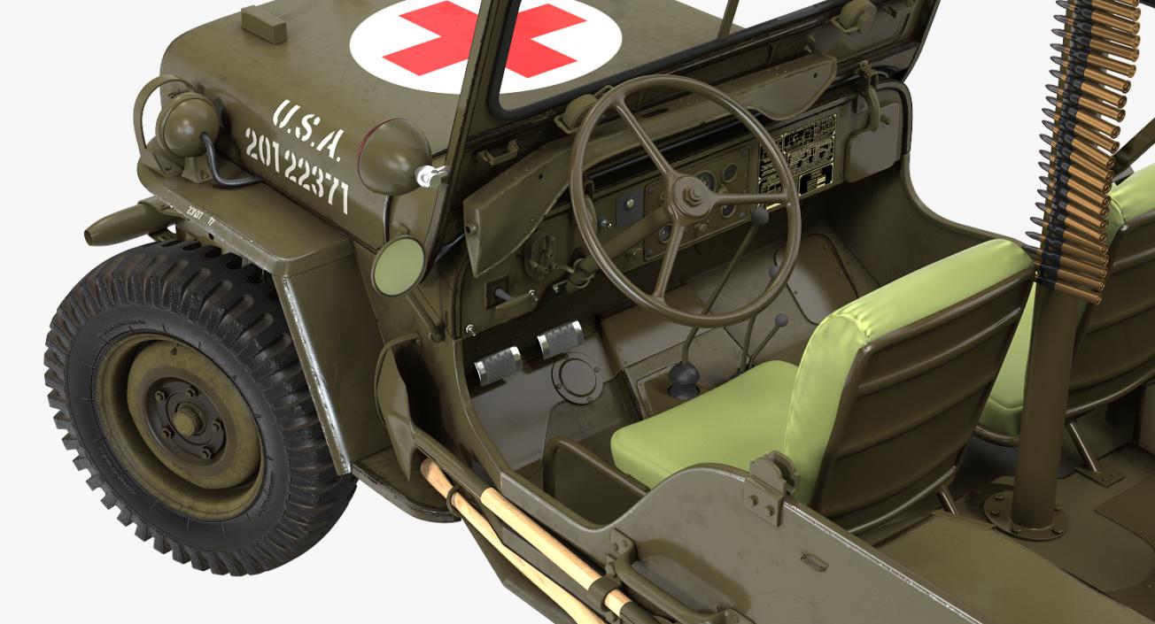 US Army Jeep Willys MB Ambulance Rigged 3D model