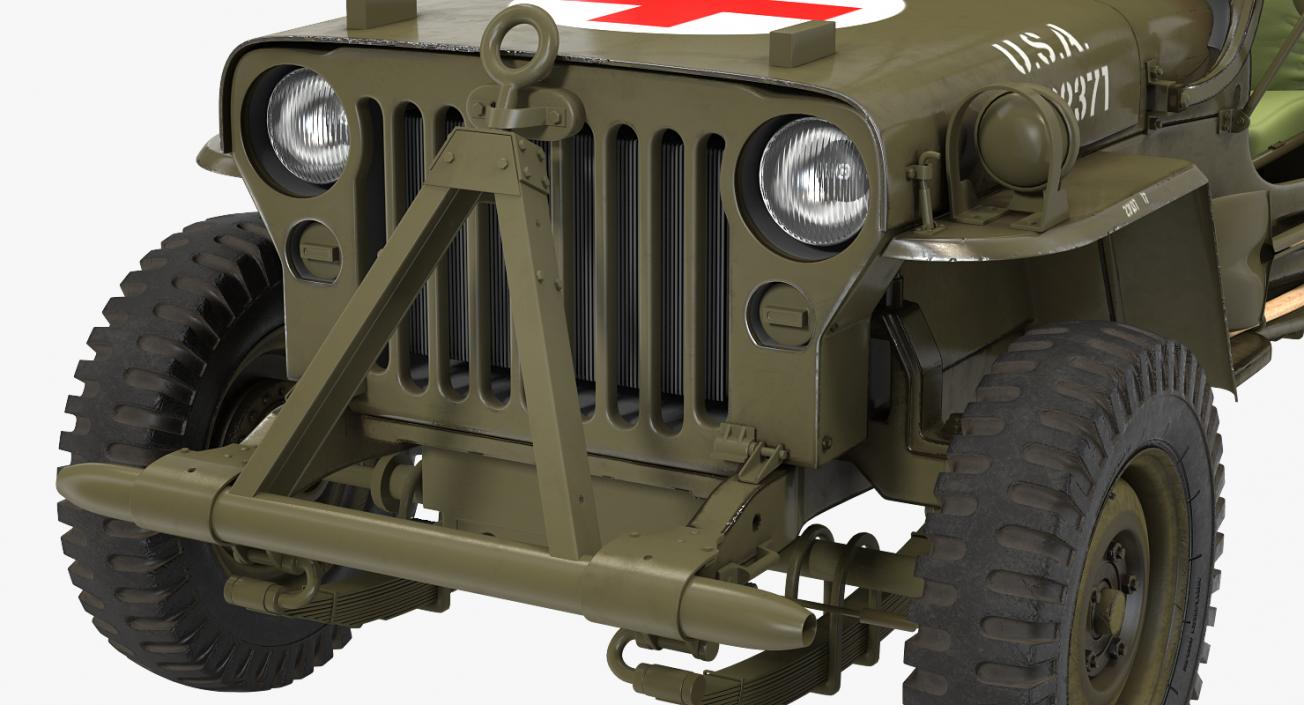 US Army Jeep Willys MB Ambulance Rigged 3D model