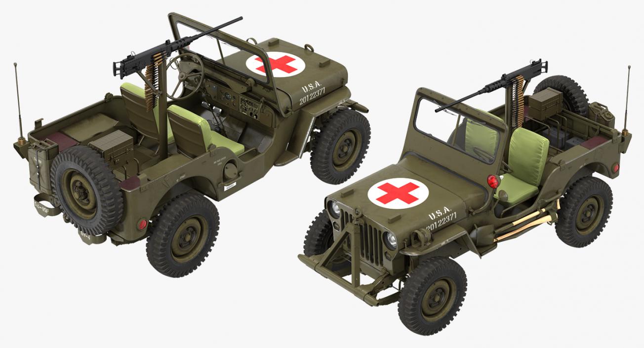 US Army Jeep Willys MB Ambulance Rigged 3D model