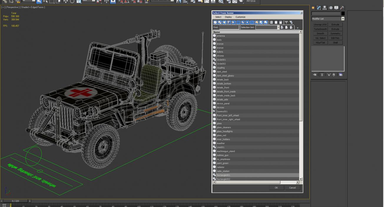 US Army Jeep Willys MB Ambulance Rigged 3D model