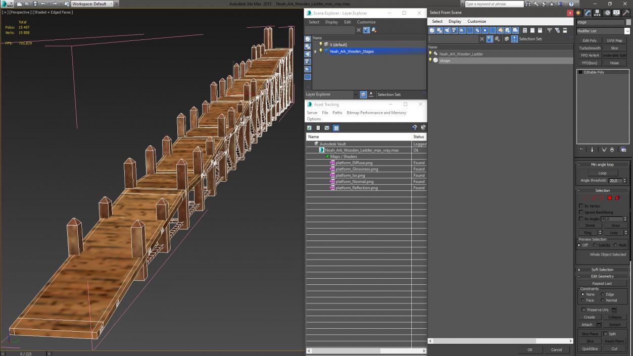 Noah Ark Wooden Ladder 3D