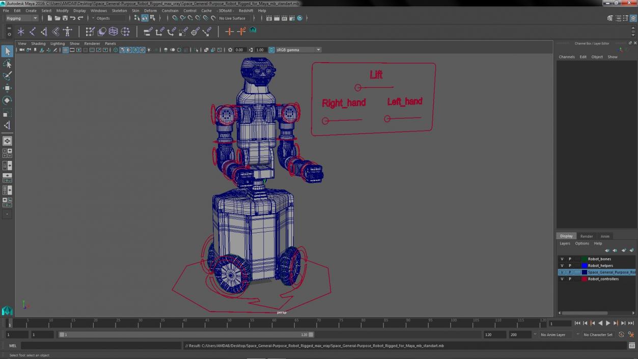 3D Space General-Purpose Robot Rigged for Maya model