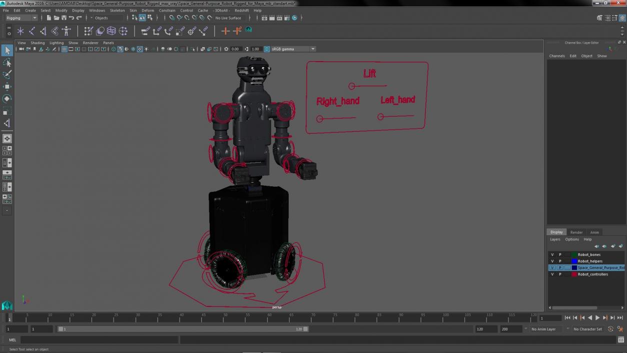 3D Space General-Purpose Robot Rigged for Maya model