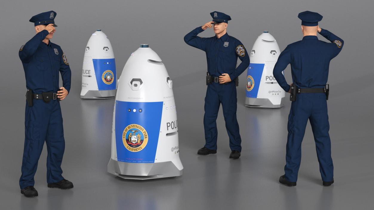 3D K5 Security Robot and Policeman