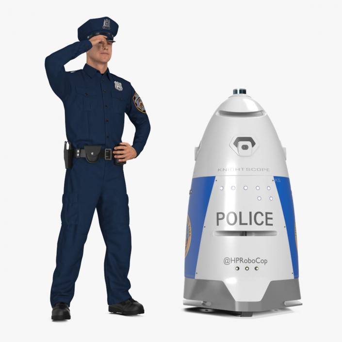 3D K5 Security Robot and Policeman