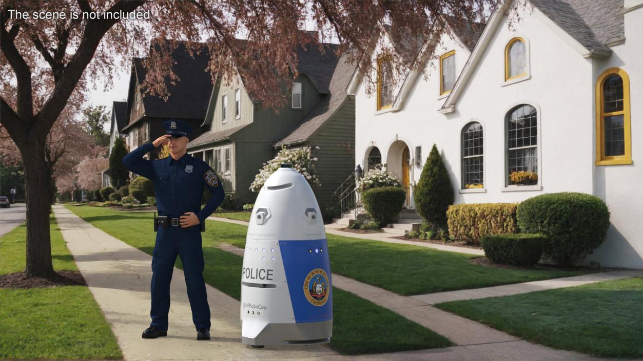 3D K5 Security Robot and Policeman