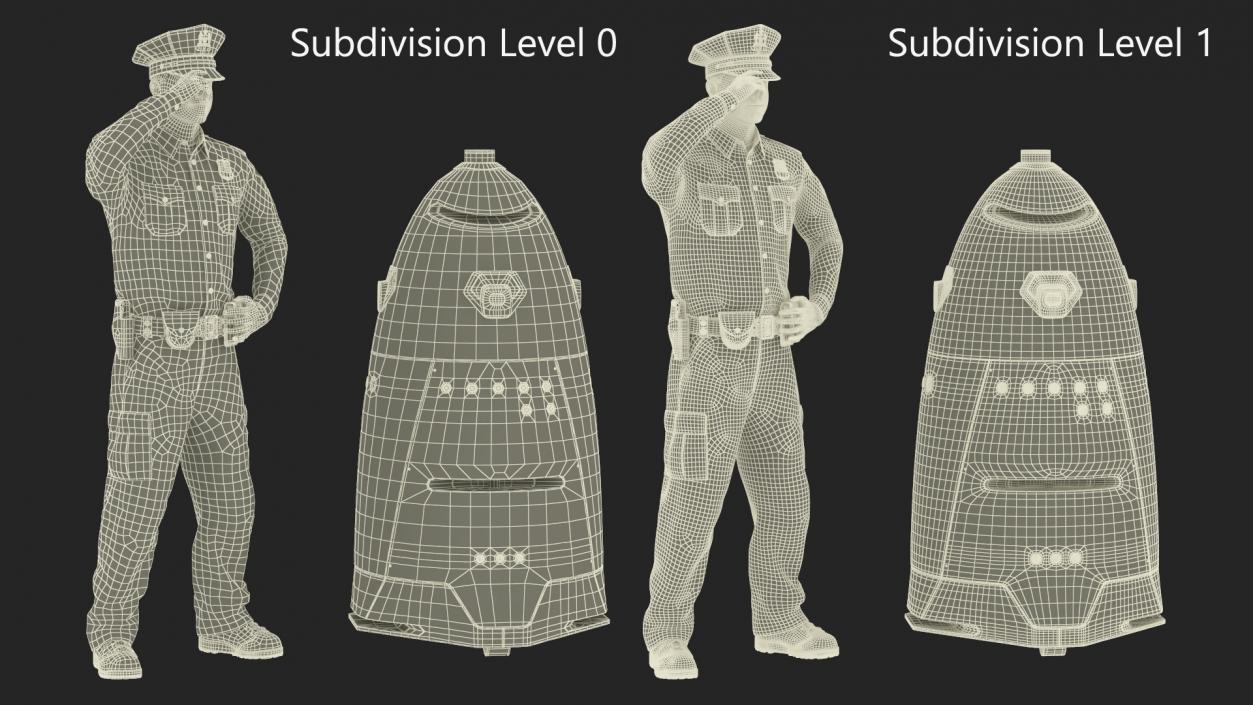 3D K5 Security Robot and Policeman