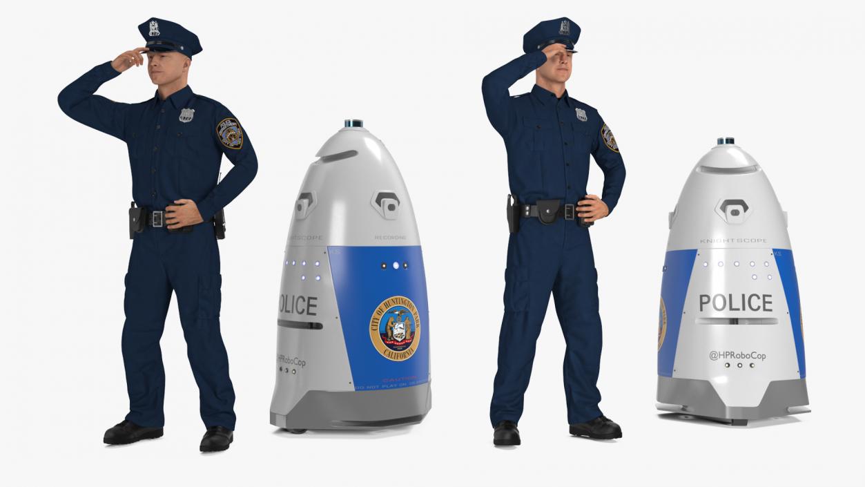 3D K5 Security Robot and Policeman