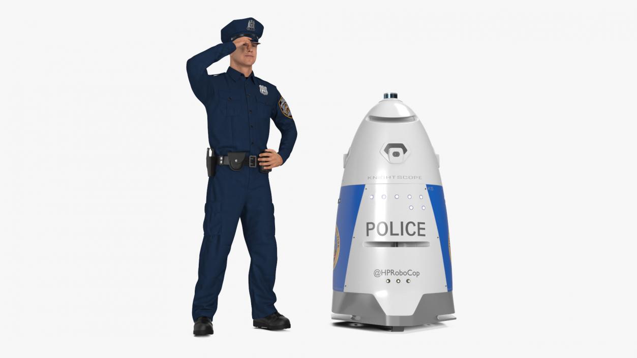 3D K5 Security Robot and Policeman