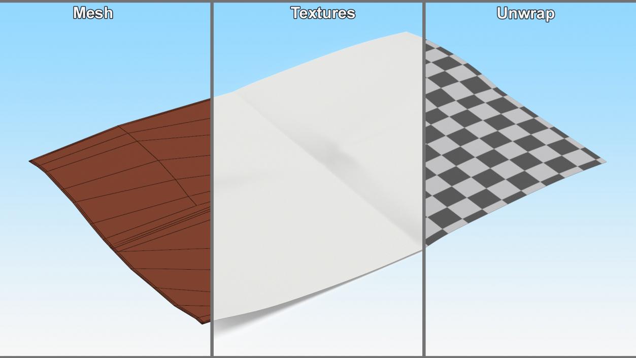 Sheet of Paper Folded in Four 3D model