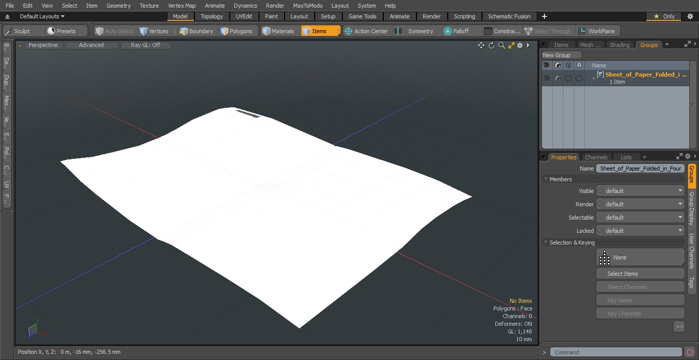 Sheet of Paper Folded in Four 3D model