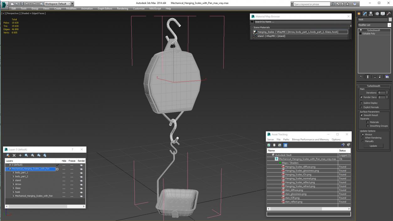 Mechanical Hanging Scales with Pan 3D model