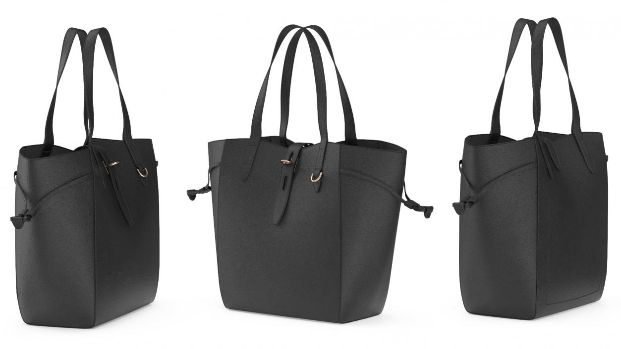 Ladies Leather Tote Bag Black(1) 3D