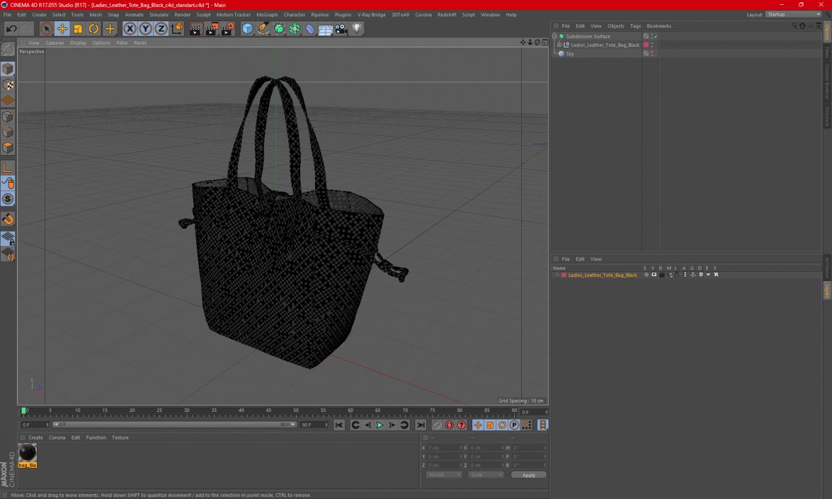 Ladies Leather Tote Bag Black(1) 3D