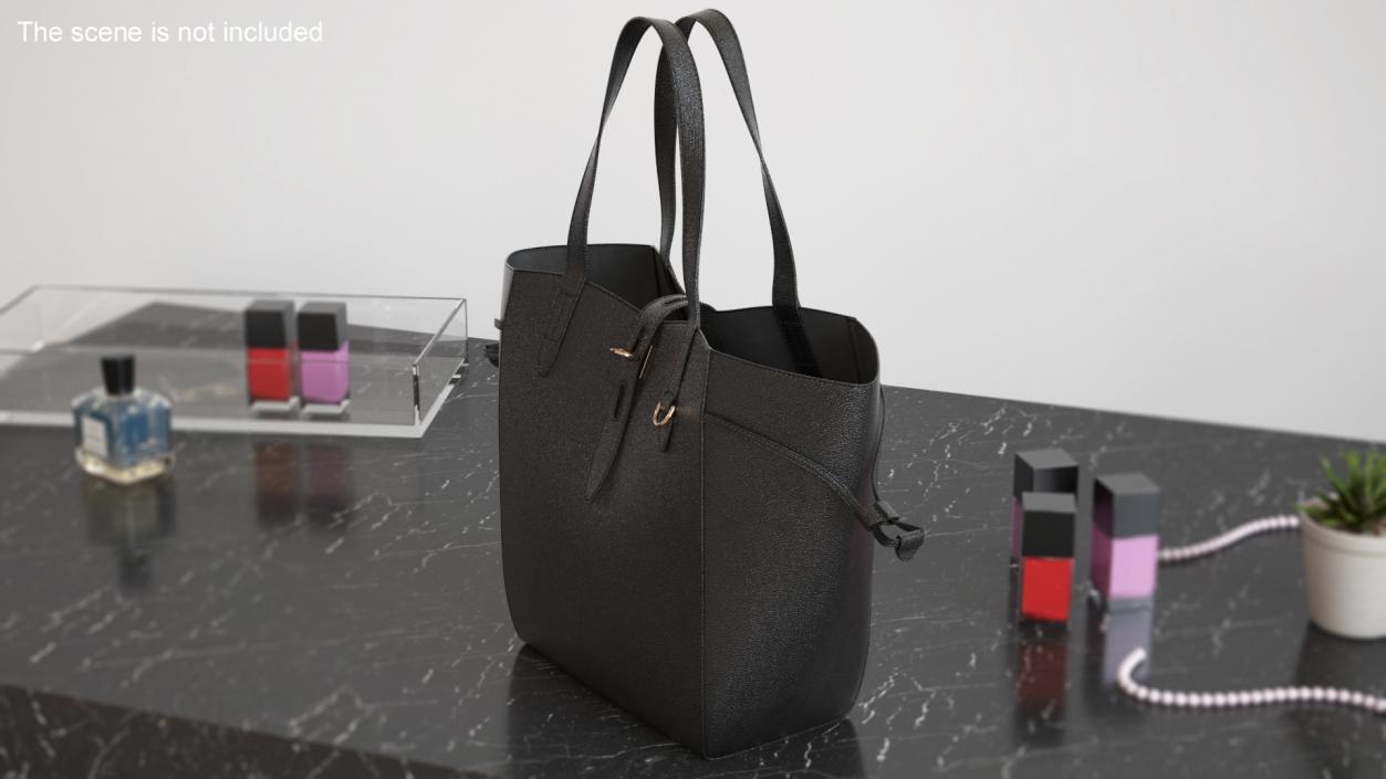 Ladies Leather Tote Bag Black(1) 3D