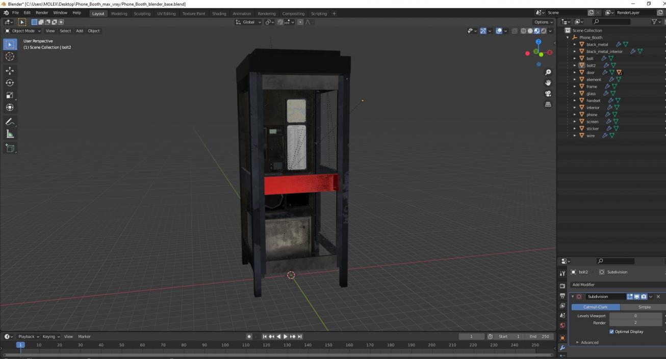 3D Phone Booth 2 model