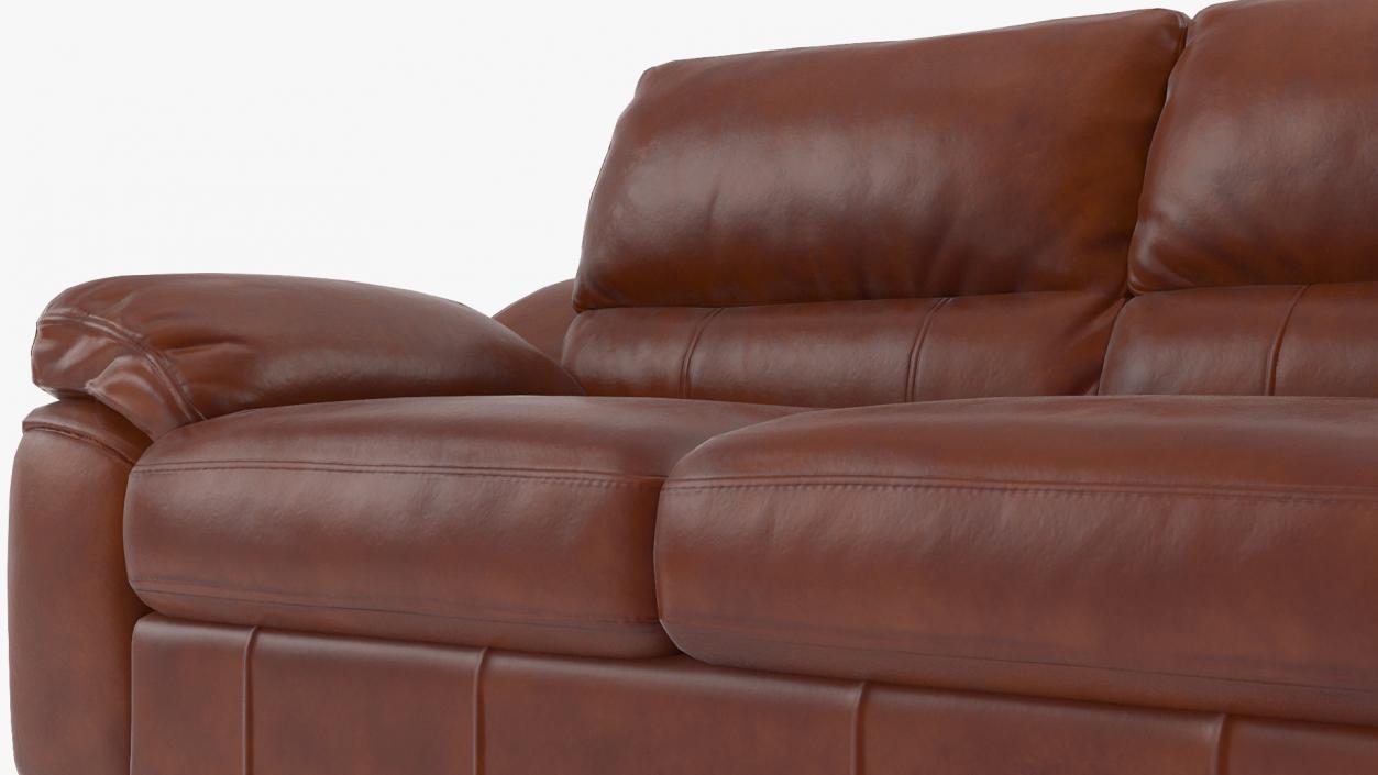 3D Brown Leather Sofa model