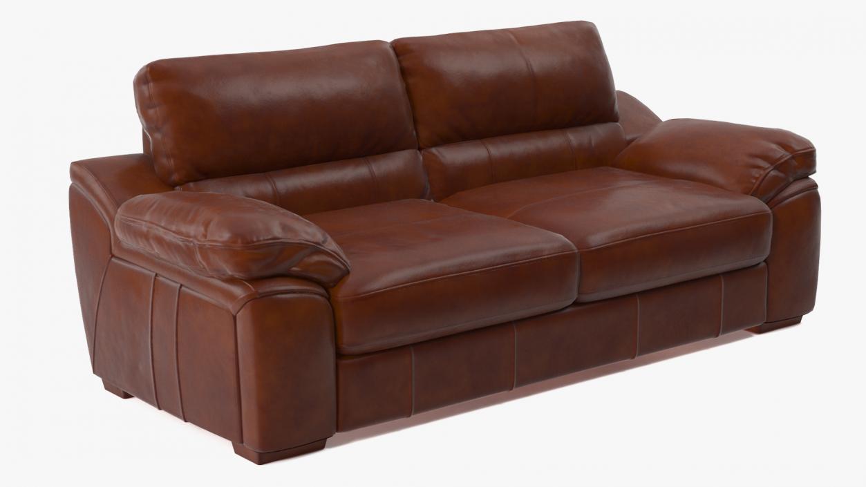 3D Brown Leather Sofa model