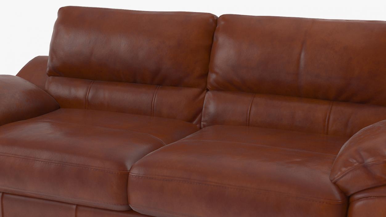 3D Brown Leather Sofa model