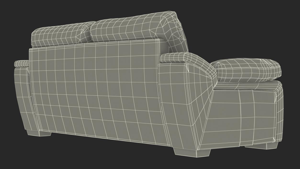 3D Brown Leather Sofa model