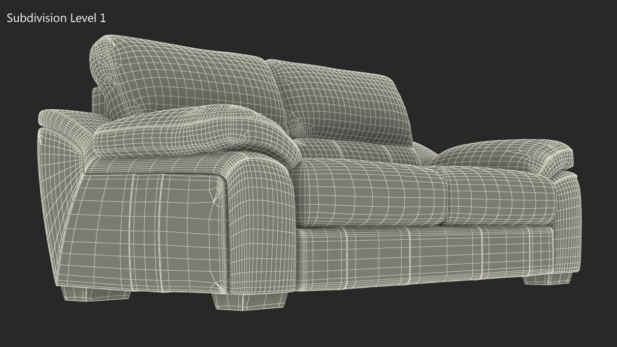 3D Brown Leather Sofa model