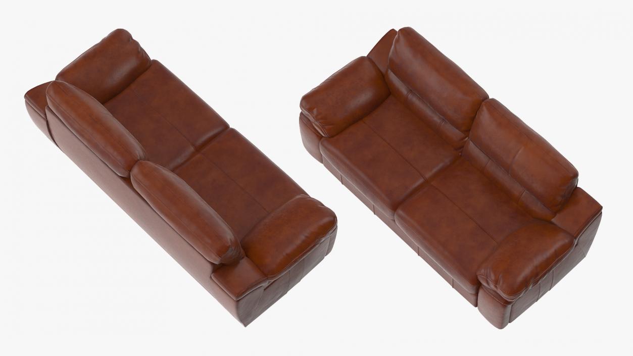 3D Brown Leather Sofa model