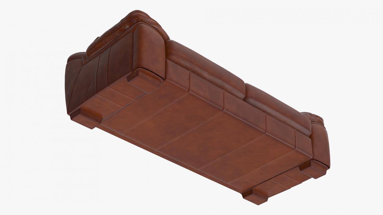 3D Brown Leather Sofa model