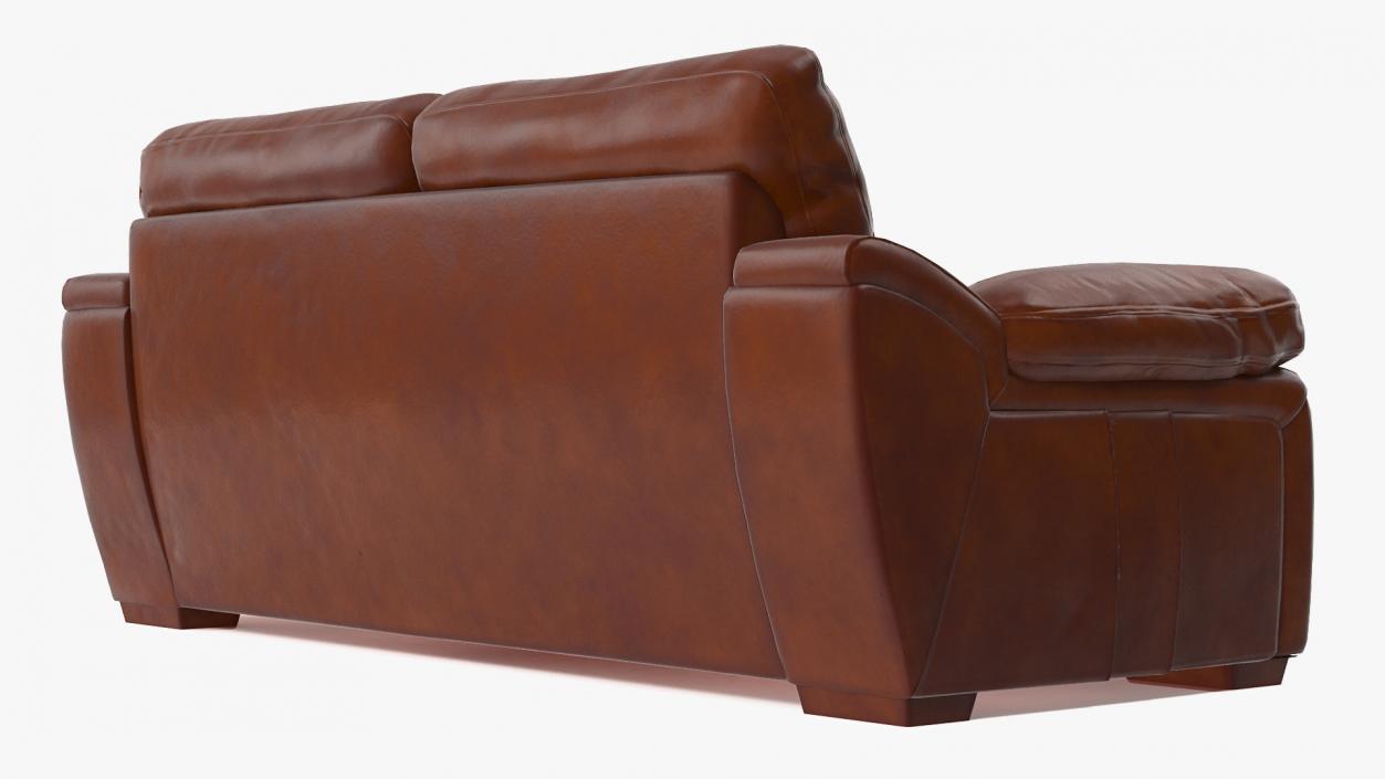 3D Brown Leather Sofa model