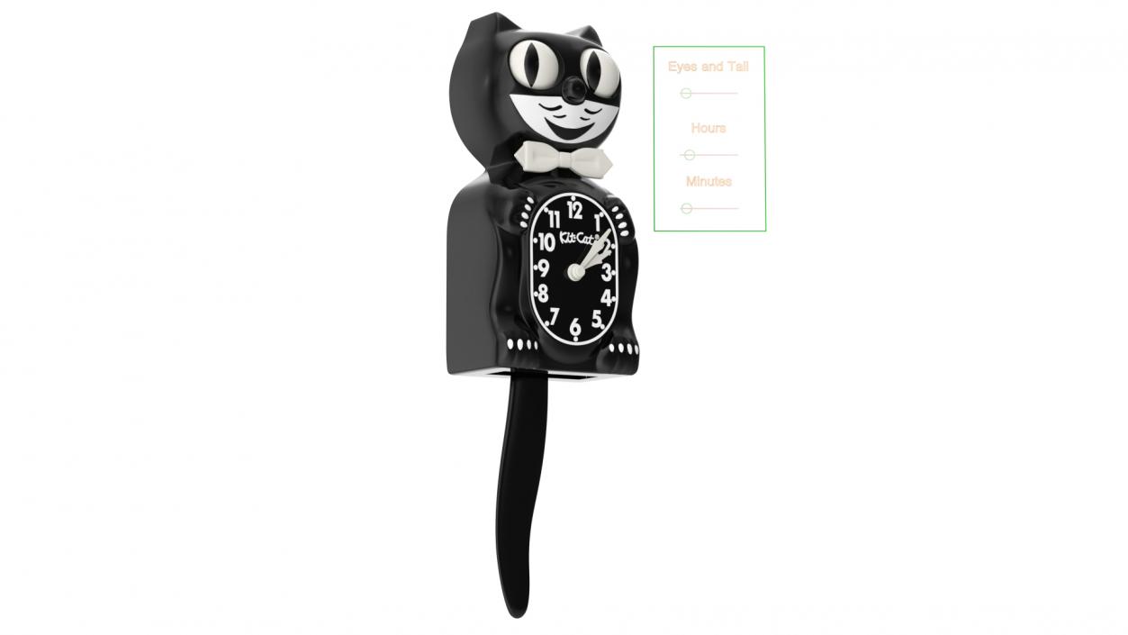 Classic Black Kit Cat Clock Rigged 3D model