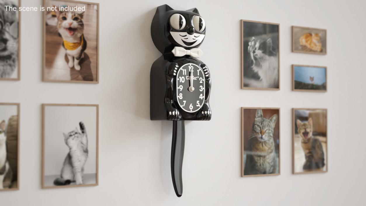 3D Classic Black Kit Cat Clock Rigged for Maya model