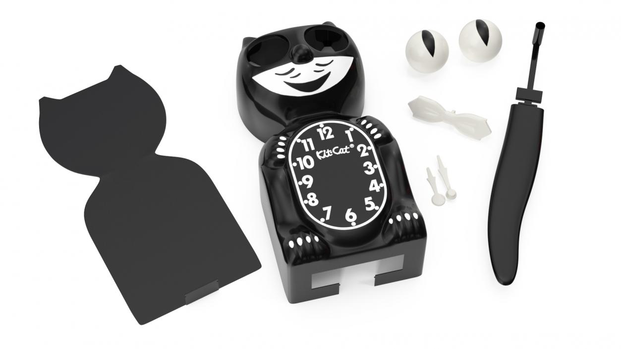 3D Classic Black Kit Cat Clock Rigged for Cinema 4D model