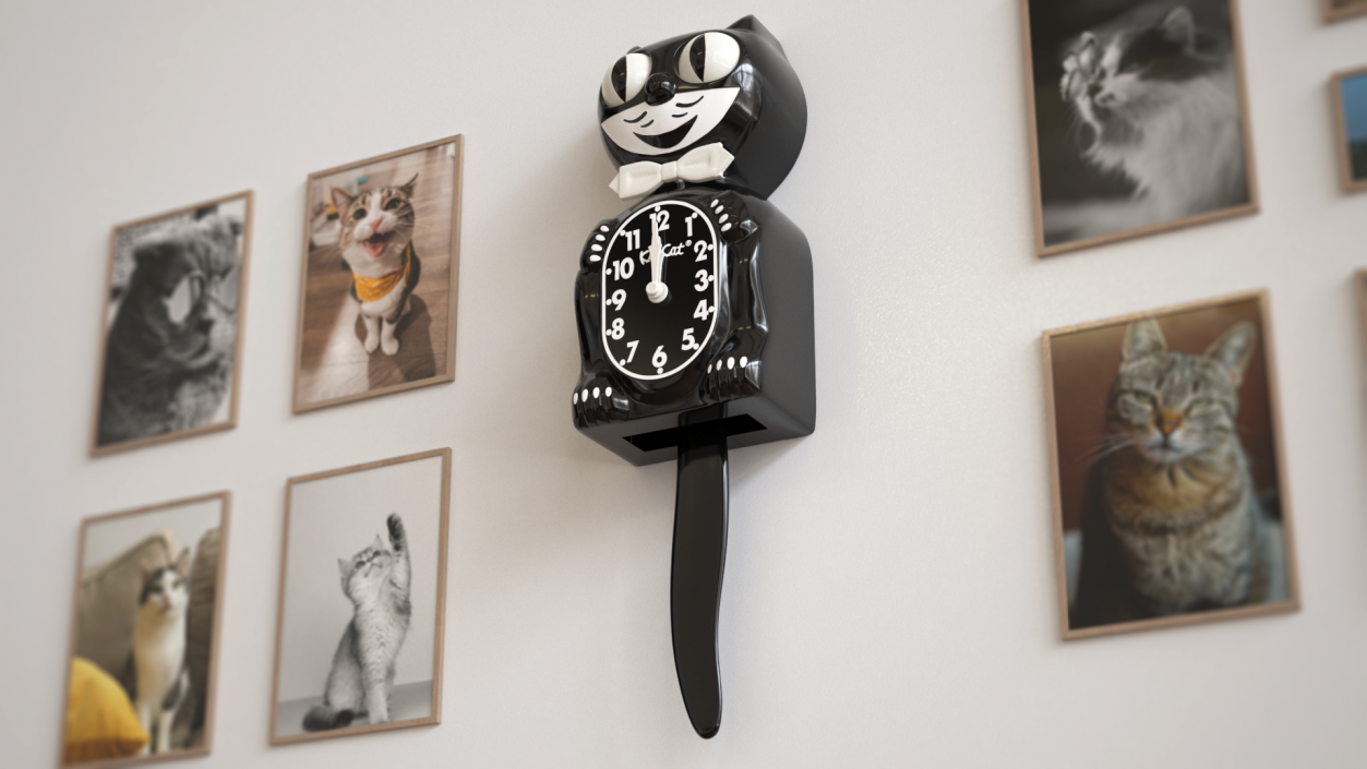 Classic Black Kit Cat Clock Rigged 3D model