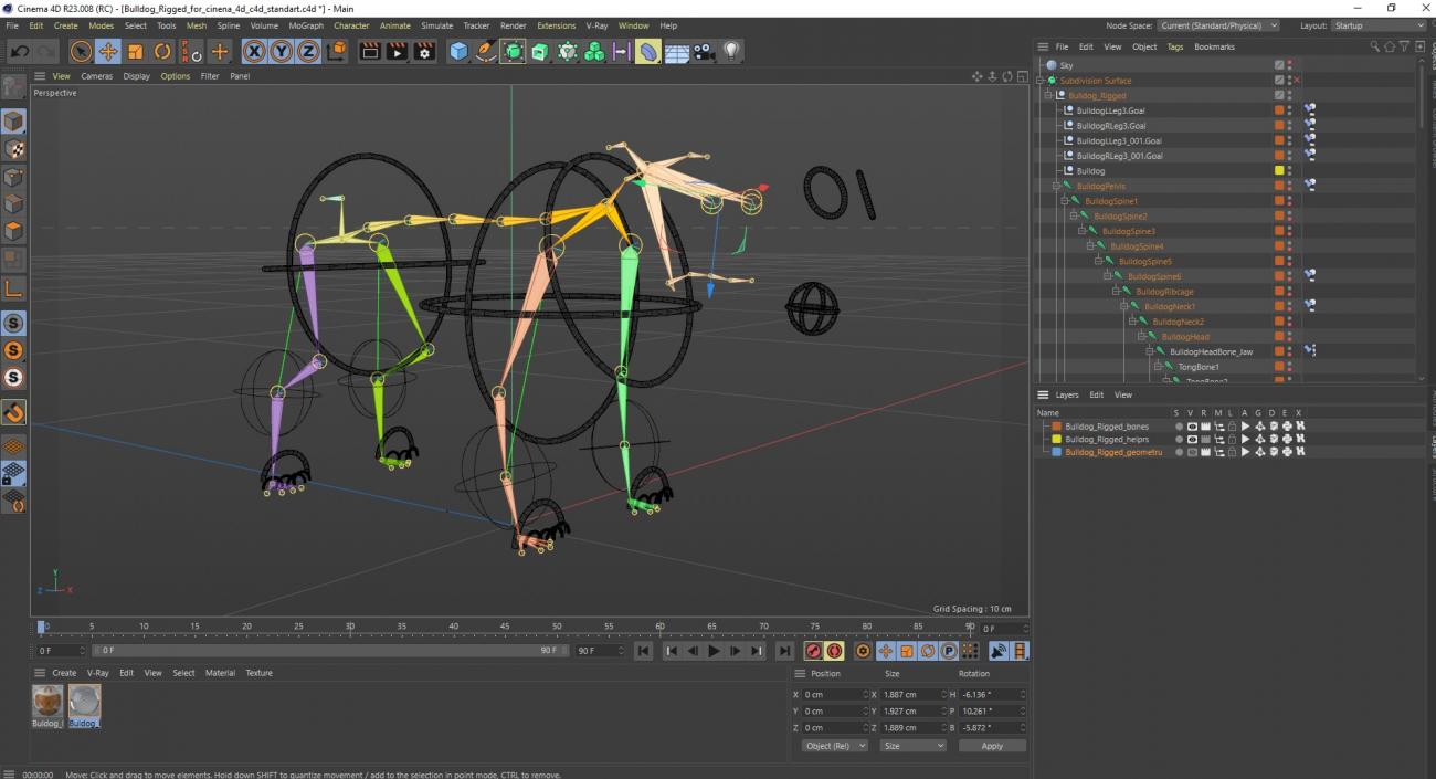 3D Bulldog Rigged for Cinema 4D model