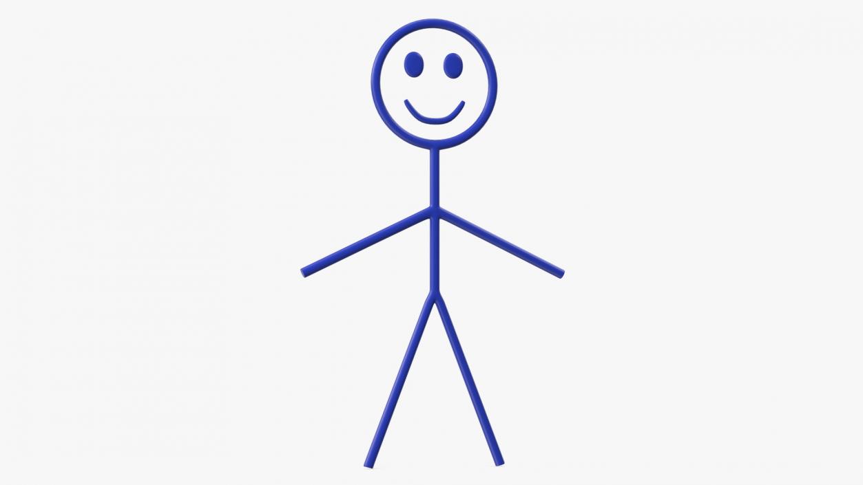 3D Stickman Cartoon Figure Blue model