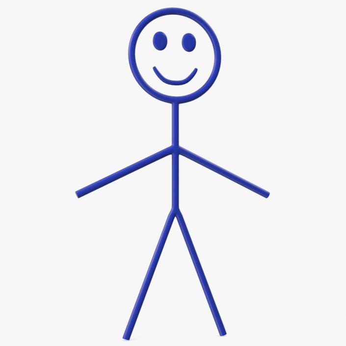 3D Stickman Cartoon Figure Blue model