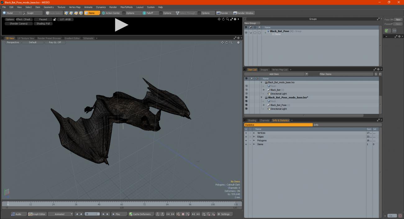 Black Bat Pose 3D model