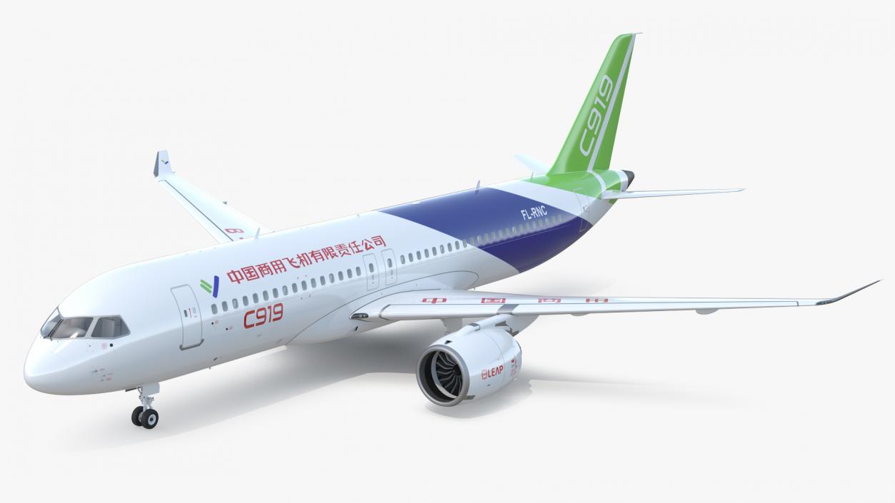 3D Comac C919 Narrow Body Airliner Flight model