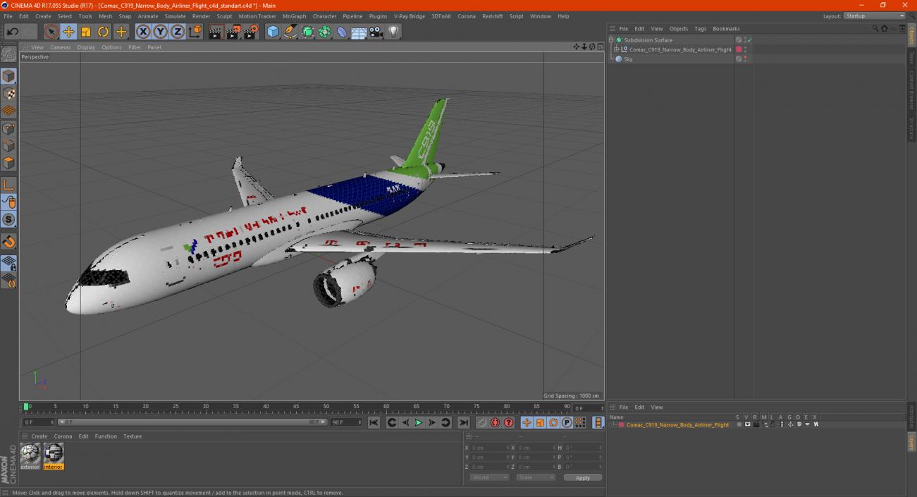 3D Comac C919 Narrow Body Airliner Flight model