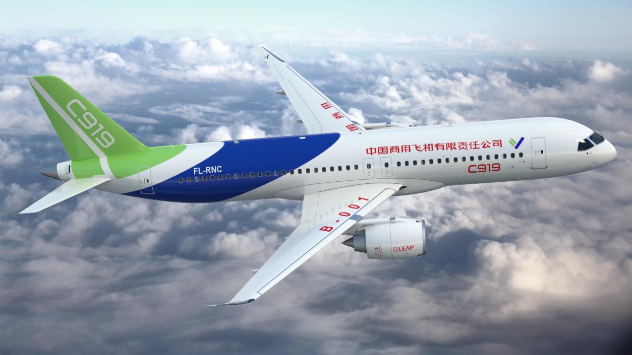 3D Comac C919 Narrow Body Airliner Flight model