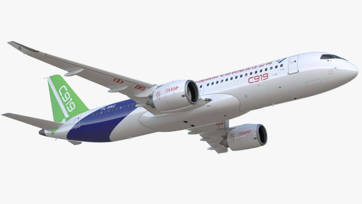 3D Comac C919 Narrow Body Airliner Flight model