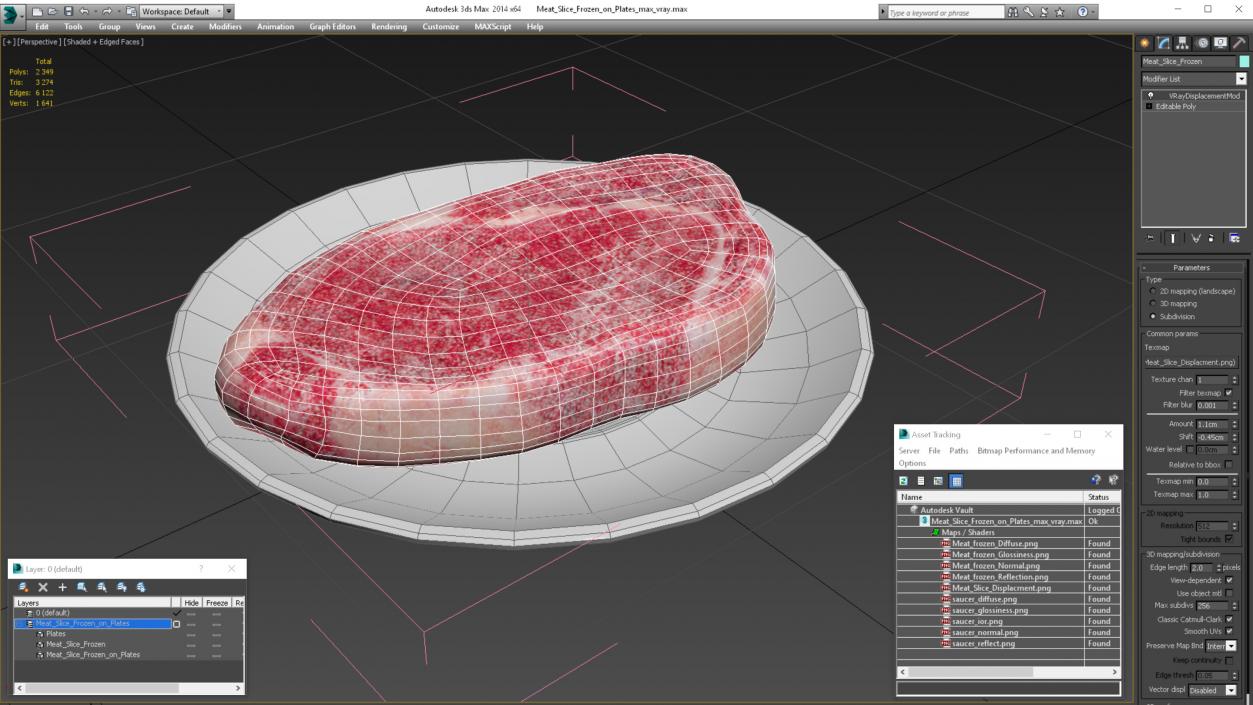 Meat Slice Frozen on Plates 3D