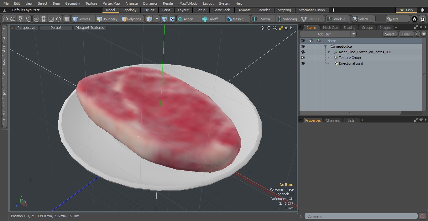 Meat Slice Frozen on Plates 3D