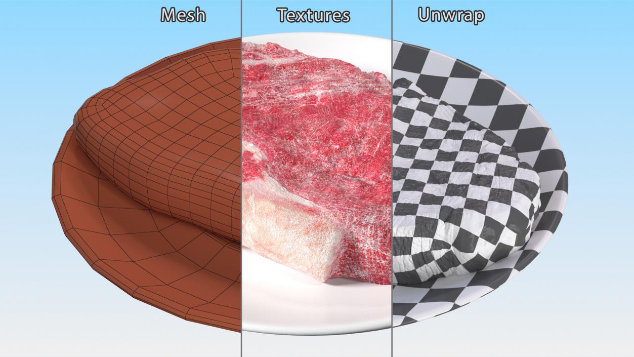 Meat Slice Frozen on Plates 3D