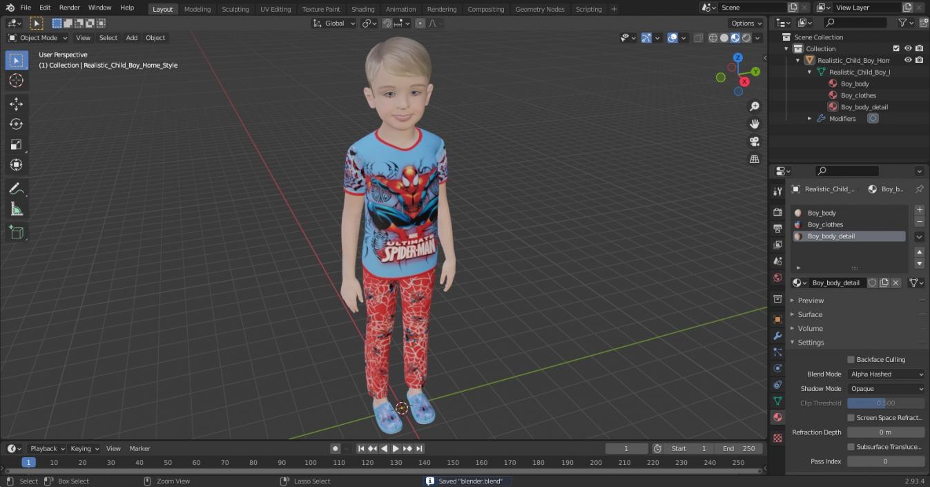 3D model Realistic Child Boy Home Style