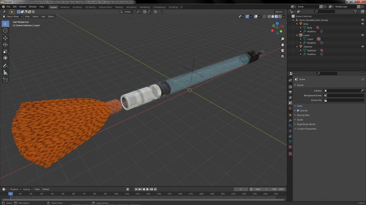 Nylon Reusable Dart Syringe 3D