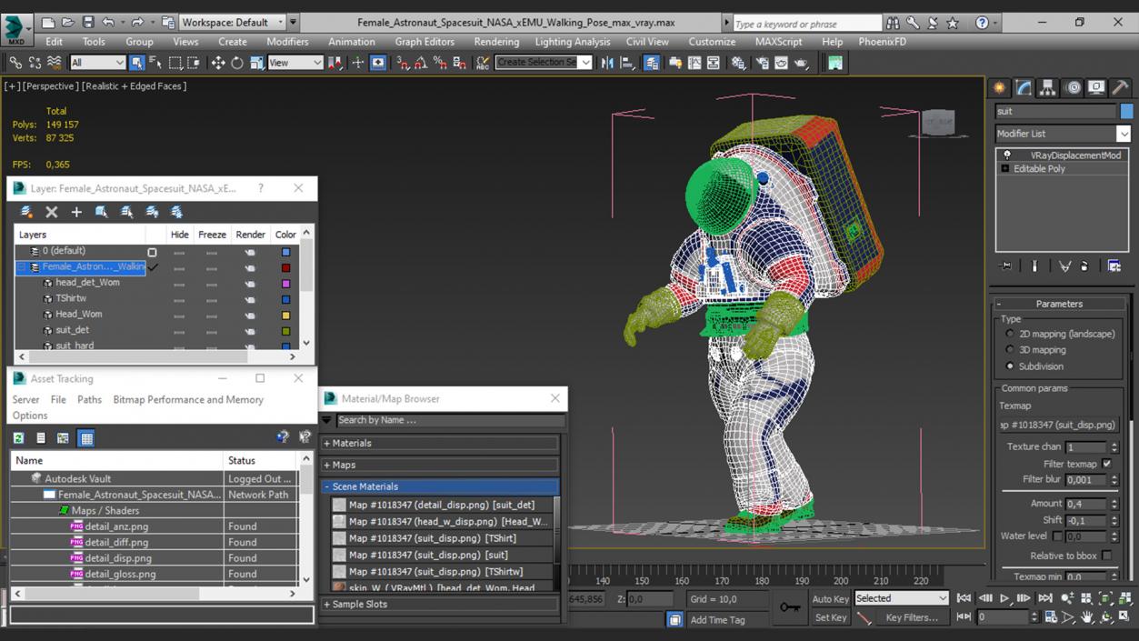 Female Astronaut Spacesuit NASA xEMU Walking Pose 3D model