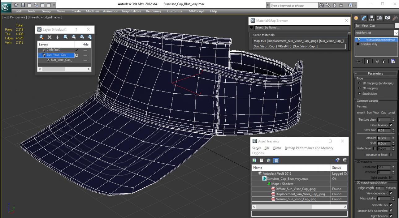 Sunvisor Cap Blue 3D