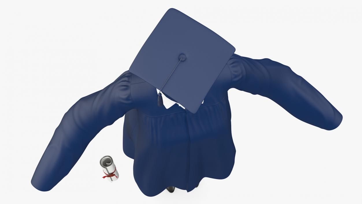 Black Graduation Gown and Cap 3D model