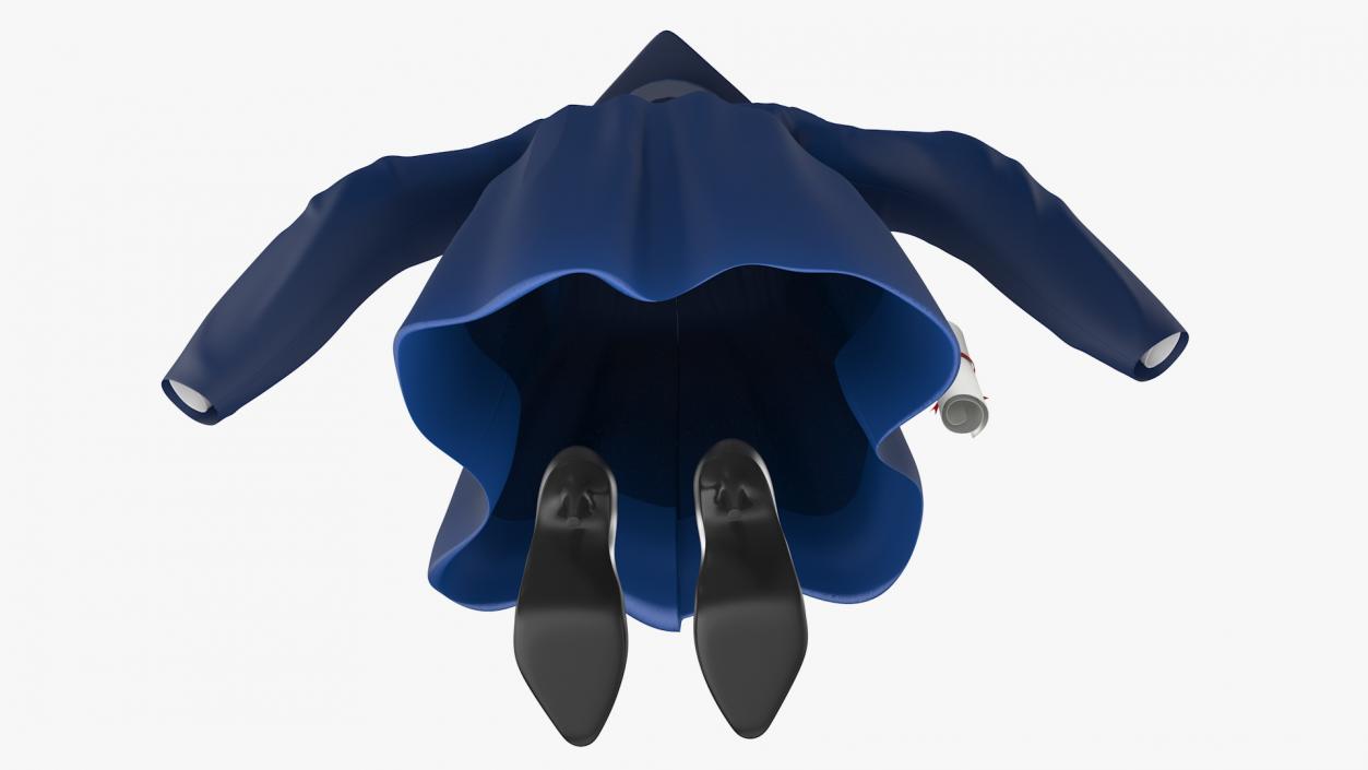 Black Graduation Gown and Cap 3D model